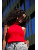 Ribbed sleeveless turtleneck red MP32822 - Online store - Boutique